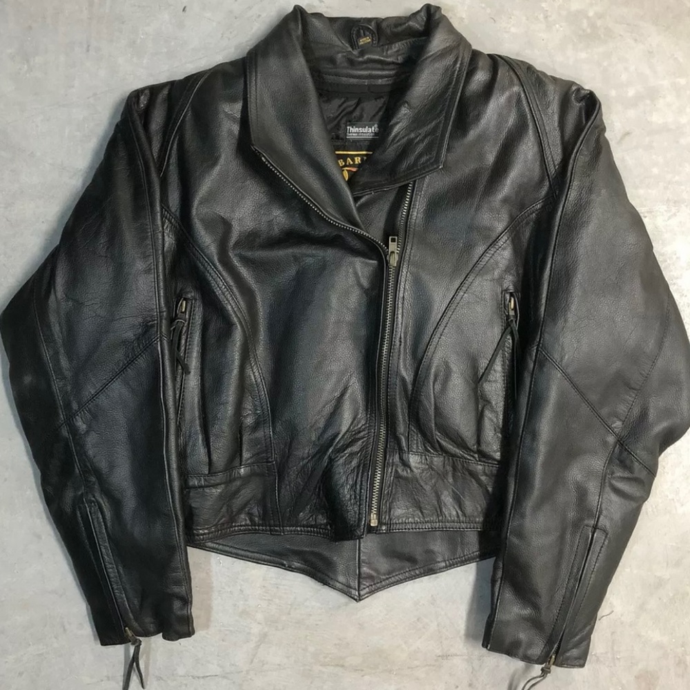 Vintage Barney’s Leather Moto Jacket in black with  Thinsulate lining.